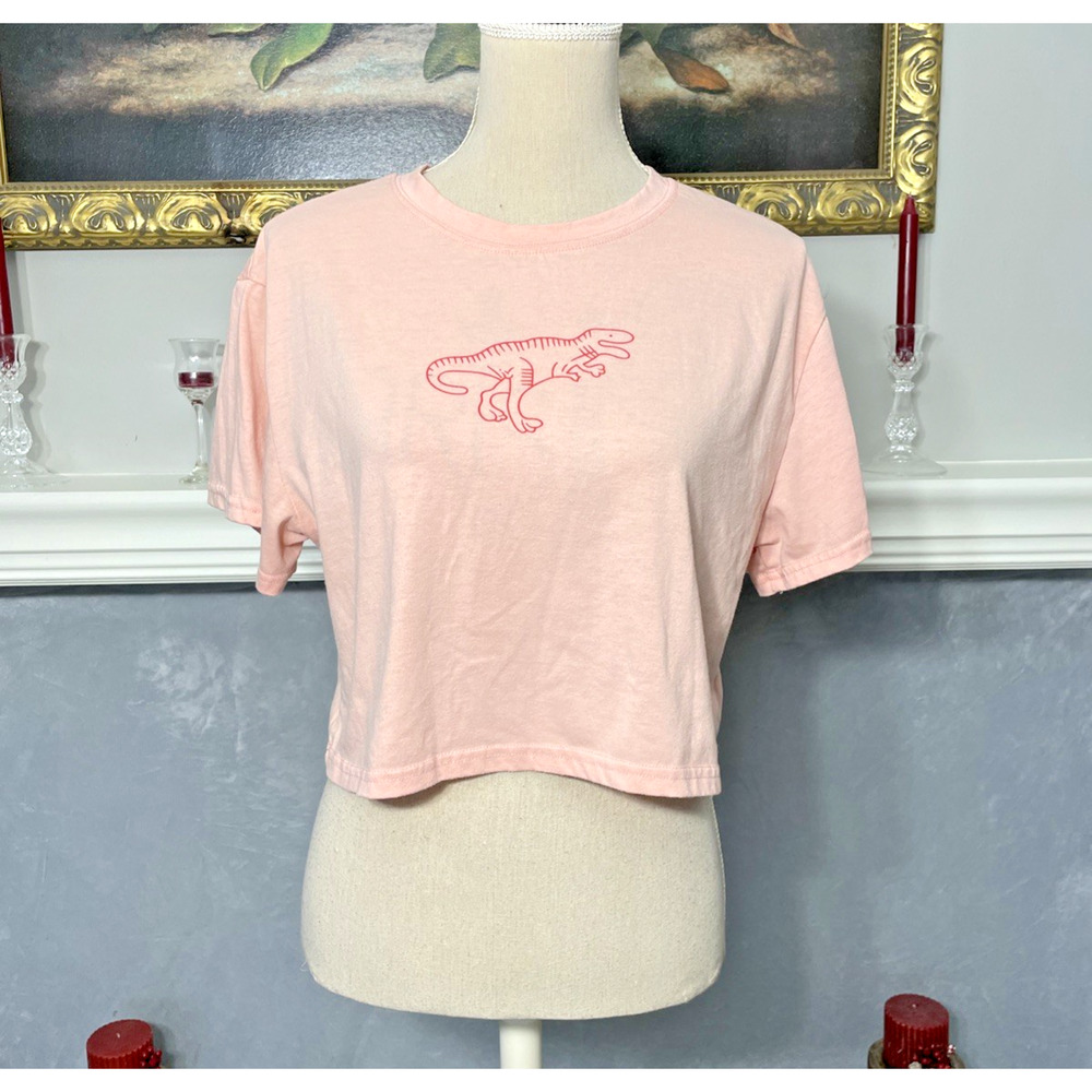 Unbranded Cropped Graphic T-Shirt Dinosaur Print Large NO SIZE TAG